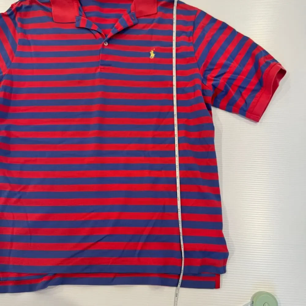 Polo Golf Ralph Lauren Men's L Red Purple Striped Pima Cotton Polo Shirt Sportif